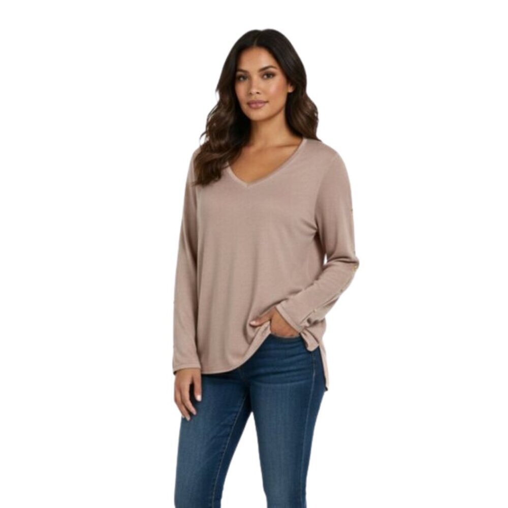 Liz Claiborne Rose Quartz Gold Button V-Neck Size XL NWT - Brand New with Tags!